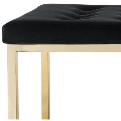 48'' Black Velvet and Brass Transitional Bench
