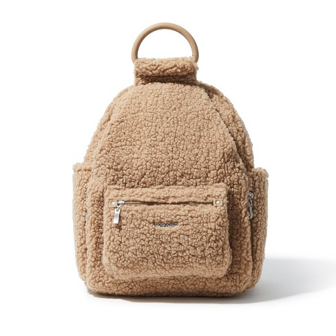 Baggallini All Day Backpack With Rfid Phone Wristlet - Taupe Faux Shearling  : Target