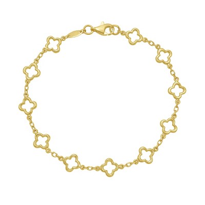 Ladies 14k Gold Fashion Clover Link Bracelet