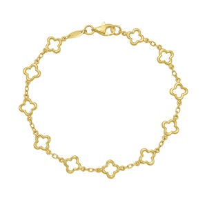 Ladies 14k Gold Fashion Clover Link Bracelet - 1 of 3