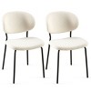 Boucle Dining Chairs Set of 2,Modern Curved Back Upholstered Accent Chairs with Black Metal Legs for Dining Room-Baofuwish - 2 of 4