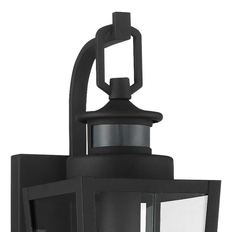 Possini Euro Design Ackerly Modern Outdoor Wall Light Fixture Textured Black Dusk to Dawn Motion Sensor 14" Clear Glass for Post Exterior Barn Deck, 3 of 8