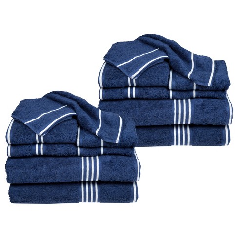 common THREAD Cotton Towel Set 4 Bath 4 Hand 4 Fingertip Blue Gray