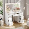 Vanity Desk with Mirror and LED Lights, White Makeup Vanity with 7 Drawers and a Power Strip - 2 of 4