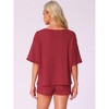 INSPIRE CHIC Women's Waffle Knit Pajamas Round Neck Short Sleeve with Shorts Lounge Sets - 4 of 4