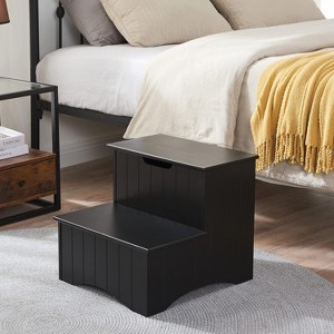 Kings Brand Furniture Joshua Wooden Stool for Adults and Kids with Storage for Bedroom, Kitchen Bathroom, Steps for High Beds - 1 of 4