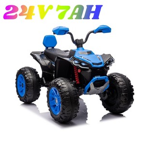 24 Volt Kids ATV Ride-On, Electric Dual 4 Wheeler with 2-Seater, Ride on Toys for Big Kids with LED Lights, Music, High Low Speed - 1 of 4