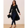 Seta T Women's High Low Hem Long Sleeve V Neck Elastic Waist Asymmetrical Irregular Hem Casual Tops Blouse - 2 of 4