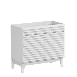 APRILSOUL  Bathroom Vanity, Mid-Century Bathroom Vanity with 2 Soft Closing Doors, Freestanding Bathroom with Wood Grain Laminate - 1 of 4