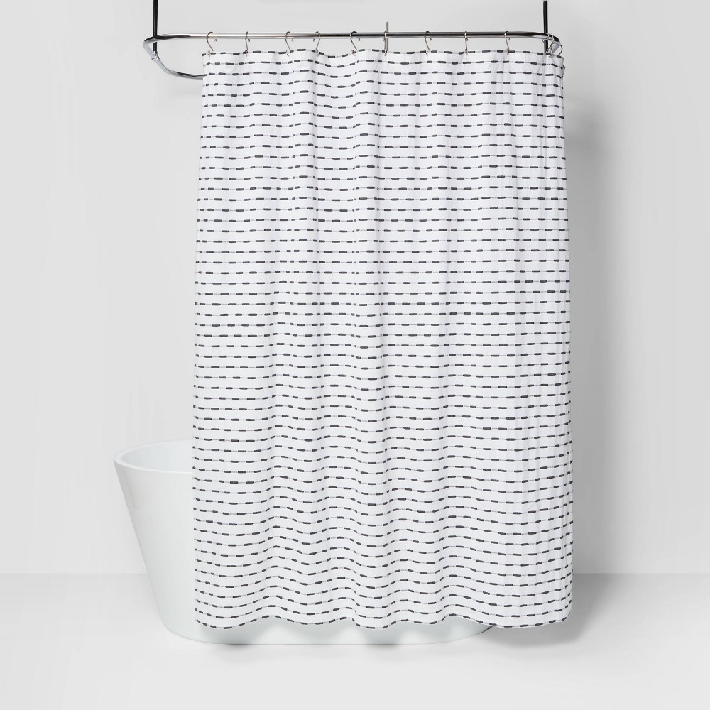 72"x72" Textured Striped Shower Curtain Black/White - Project 62