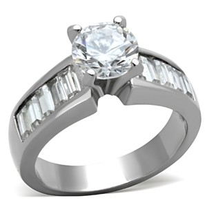 Slickblue Women's Polished Stainless Steel Ring with Clear Cubic Zirconia, Pave Finish, No Plating, Size 5-10 - 1 of 4