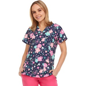 MediChic Women Scrubs V-Neck Printed Scrub Top with Three Pockets - 1 of 4