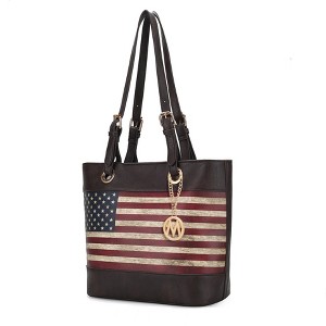 MKF Collection Vera Vegan Leather Patriotic Flag Pattern Women’s Tote Bag by Mia K - 1 of 4