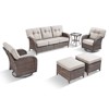 Belord 6 Pieces Patio Furniture Set with 5" Thick Cushions, Wicker Patio Set with Swivel Gliding Rocker Chairs, Sofa, Ottoman and Accent Side Table - 3 of 4