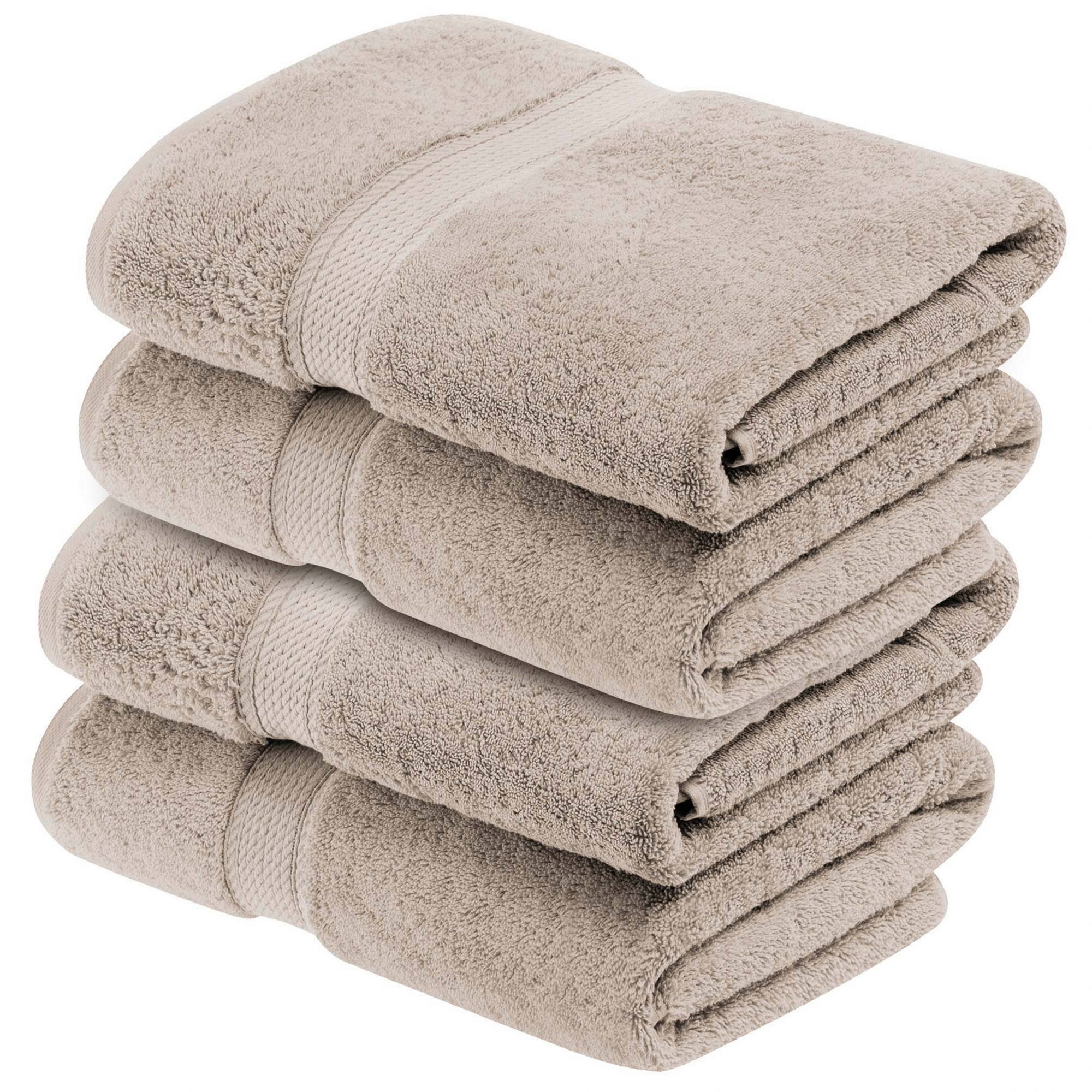Luxury Egyptian Cotton Heavyweight Absorbant Ultra-Plush 4 Piece Bath Towel Set, Stone Grey - Blue Nile Mills