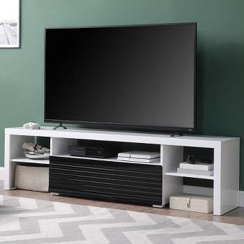 Buck 75" TV Entertainment Centers White and Black High Gloss - Acme Furniture