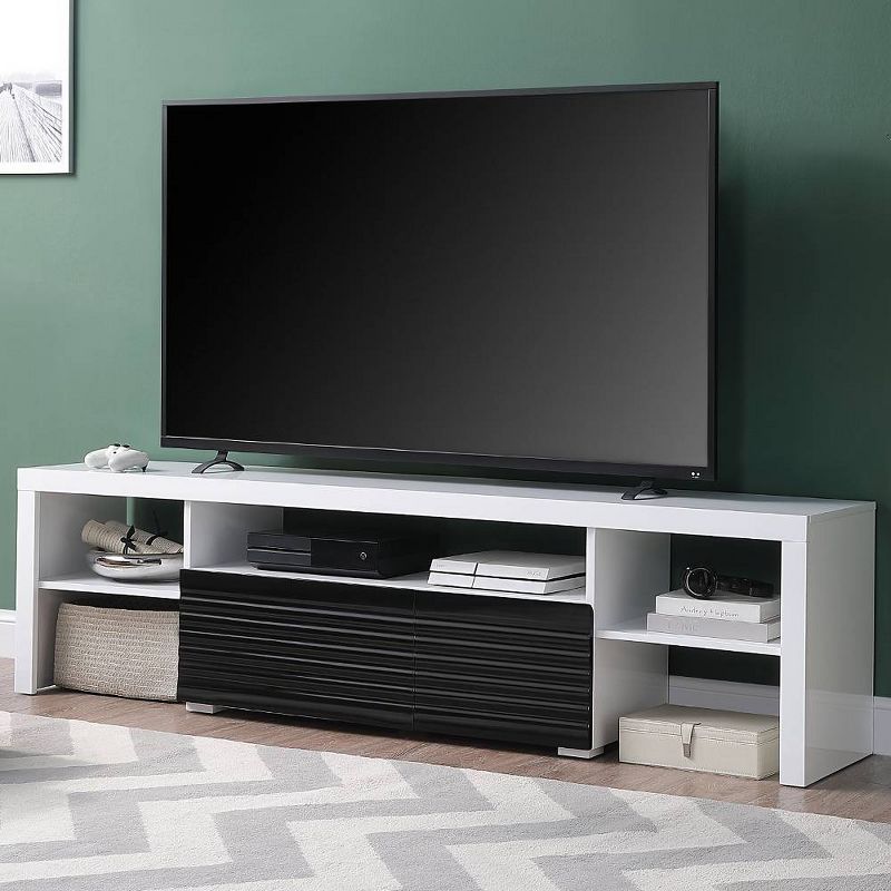 Buck 75&#34; TV Entertainment Centers White and Black High Gloss - Acme Furniture, 1 of 7