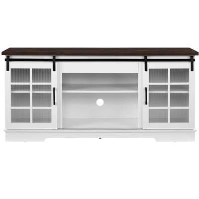NicBex TV Stands for 70 inch TV, Entertainment Center with 2 Sliding Glass Doors,TV Console for Bedroom, Living Room, Home,White