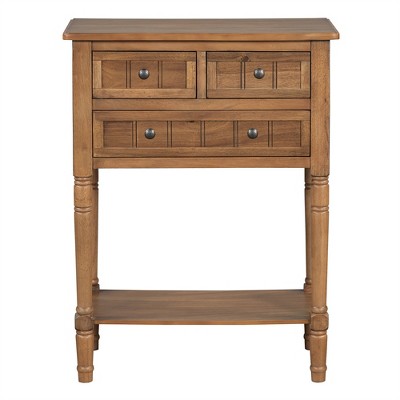 OUTSUPPLY Slim Console Table with 3 Drawers & Shelf, Narrow Sofa Table for Living Room, Hallway