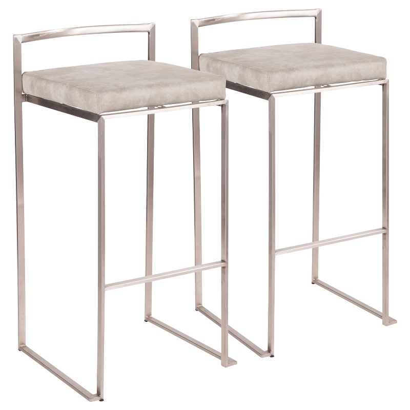 Set of 2 30" Fuji Contemporary Stackable Barstools Stainless Steel - Lumisource, 1 of 14