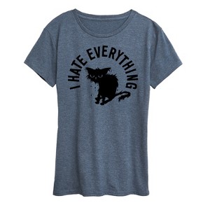 Women's - Instant Message - I Hate Everything Cat Short Sleeve Graphic T-Shirt - 1 of 4