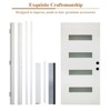Wooakway 36"W × 80"H 4-Lite Exterior Frosted Glass Prehung Front Entry Door Primed Interior Fiberglass Entrance Door - 4 of 4