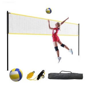 12FT Volleyball Training Net - Height Adjustable Practice Net with Fiberglass Poles, Portable Freestanding for Indoor Outdoor Hitting Training - 1 of 4