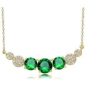 Guili Sterling Silver Necklace with Gold-Plated CZ Bar in Red, Blue, or Green—A Rich, Colorful Statement for Any Outfit. - 1 of 3