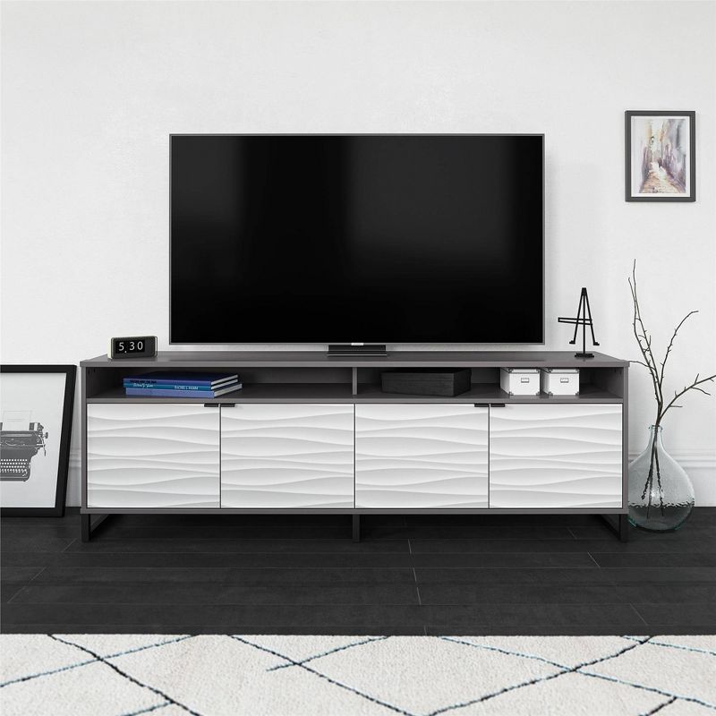 Maddock Media Console TV Stand for TVs up to 85&#34; with Waves Graphite - Room &#38; Joy, 3 of 9