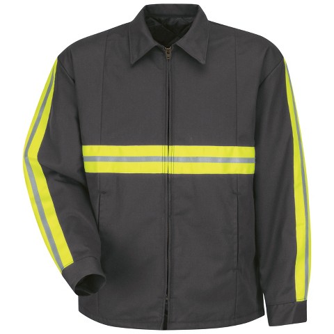 Red Kap Men's Enhanced Visibility Perma-Lined Panel Jacket, Charcoal - L