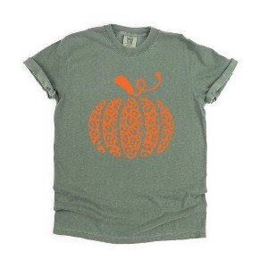 Simply Sage Market Women's Orange Leopard Pumpkin Short Sleeve Garment Dyed Tee - 1 of 4