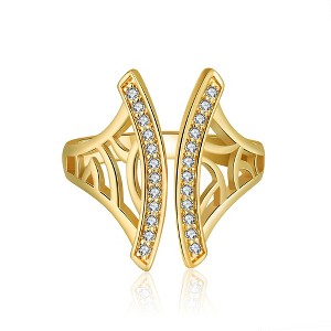 Window Pattern Adjustable Ring for Women Cz Gold Plated Ginger Lyne Collection - 1 of 4