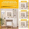 Vanity Desk with Mirror and Lights, Makeup Vanity Set with Drawers & Cabinet & Chair, Dressing Table with Hairdryer Holder for Bedroom - 3 of 4