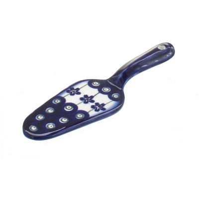 Blue Rose Polish Pottery Flowering Peacock Cake Server