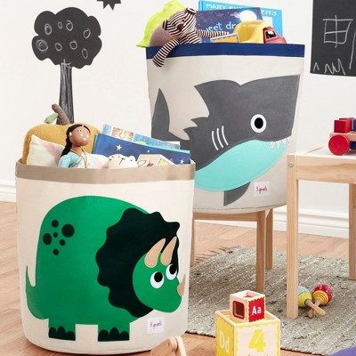 Shark Canvas Collapsible Toy Storage Bin with Handles
