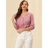 INSPIRE CHIC Women's Polka Dots 3/4 Sleeve Casual Button Front Shirt - 3 of 4