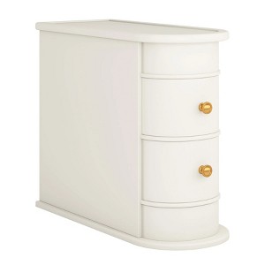 Resenkos Nightstand Small Side Table,Functional Retro Brown Side Table, Sturdy & Elegant, Ideal for Small Spaces & Kids' Rooms, White - 1 of 4