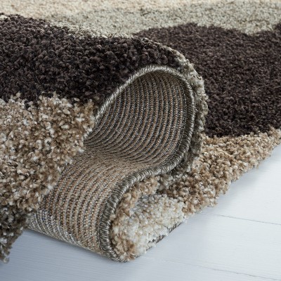 Gray and Beige Camouflage Shag Area Rug 8'6" x 12'