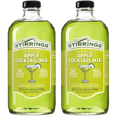 Stirrings Simple Apple Cocktail Mix 750ml Bottles - Real Juice No Preservatives - 90 Calories - Drink Mixer