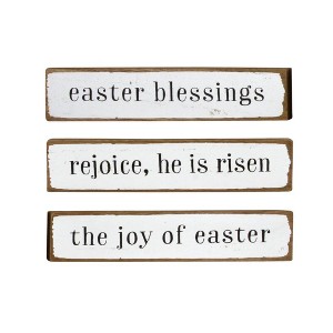 Transpac Easter Sentiment Wood Blocks Set of 3 Home Decorations tabletop - 1 of 1