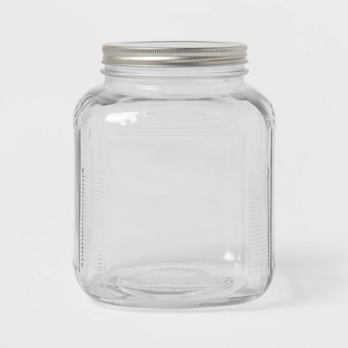 Stock Your Home 1 Gallon Clear Plastic Jars with Lids (2 Pack) 128 oz Wide  Mouth Large Jar with Lid, Big Container for Candy, Cookies, Arts & Crafts