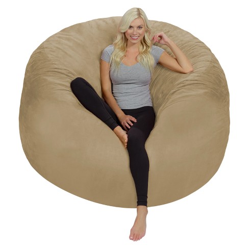 6' Huge Bean Bag Chair With Memory Foam Filling And Washable Cover Camel  Brown - Relax Sacks : Target