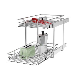LOVMOR Individual Pull Out Cabinet Organizer (11" W x 21" D), 2 Tier Spice Rack Organizer for Cabinet, Slide Out Drawer Pantry - 1 of 4
