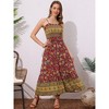 INSPIRE CHIC Women's Summer Spaghetti Strap A-Line Flowy Smocked Midi Boho Floral Sundresses - 4 of 4
