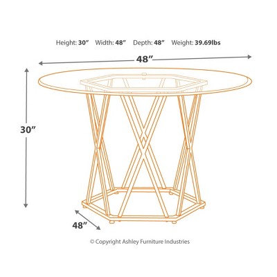 Contemporary Hexa Chrome 47" Round Glass Dining Table