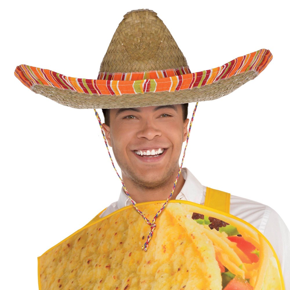 Halloween Adult Striped Straw Sombrero Halloween Costume Headwear