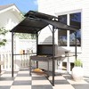 Outsunny 8 x 5ft Hardtop Grill Gazebo, Outdoor BBQ Gazebo with Double Metal Roof, 2 Side Shelves and 10 Hooks for Patio Backyard Lawn Deck - image 2 of 4