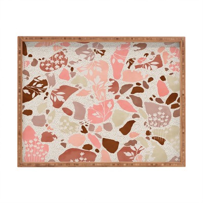 Marta Barragan Camarasa Terrazzo of Dots and Plants 18" x 14" Large Rectangular Bamboo Tray - Deny Designs
