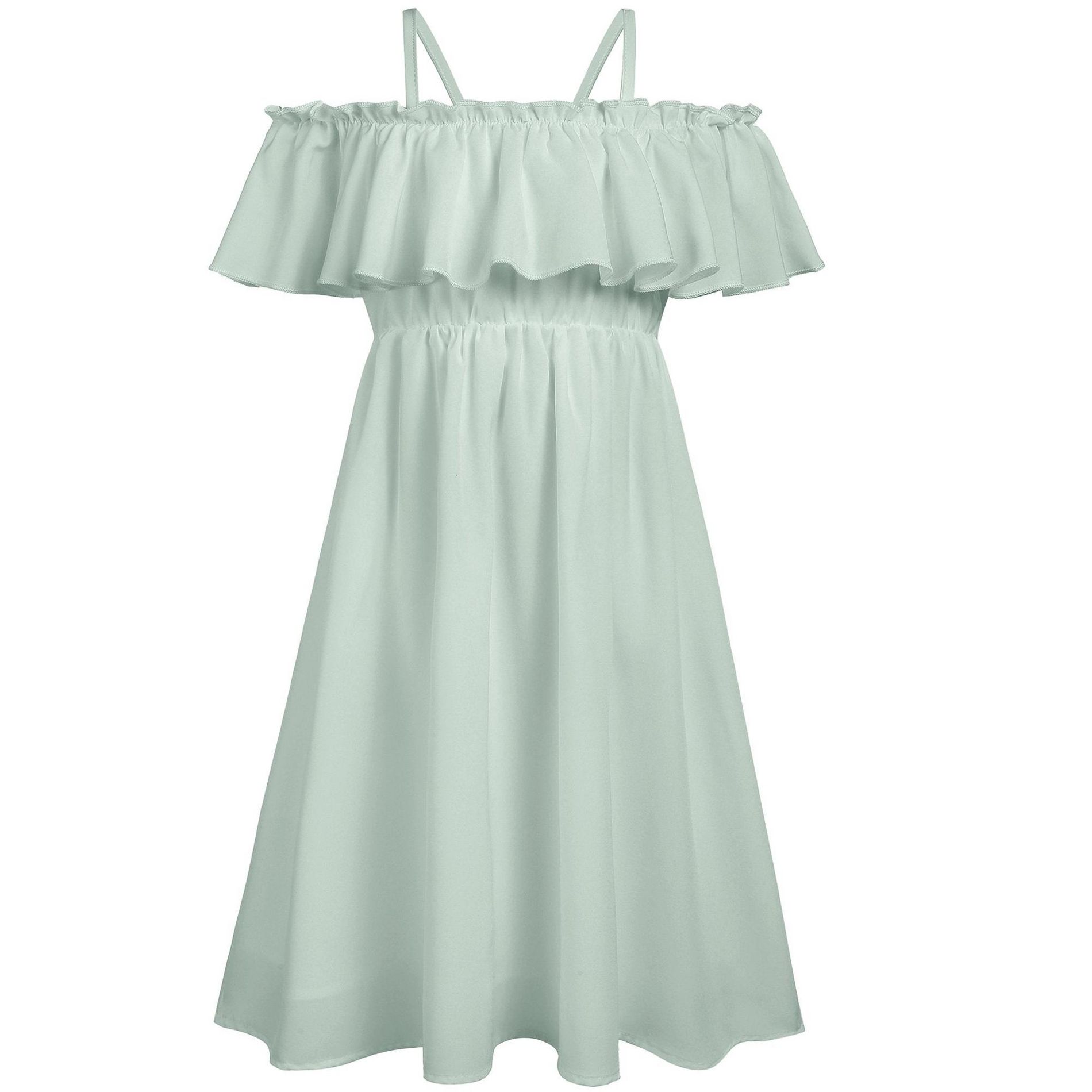 Arshiner Girls Summer Floral Ruffle Sundress Cold Shoulder Casual Holiday Dresses