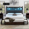 AMERLIFE Bed Frame with Bookcase Headboard, 4 Drawers, Charging Station, No Box Spring - 2 of 4
